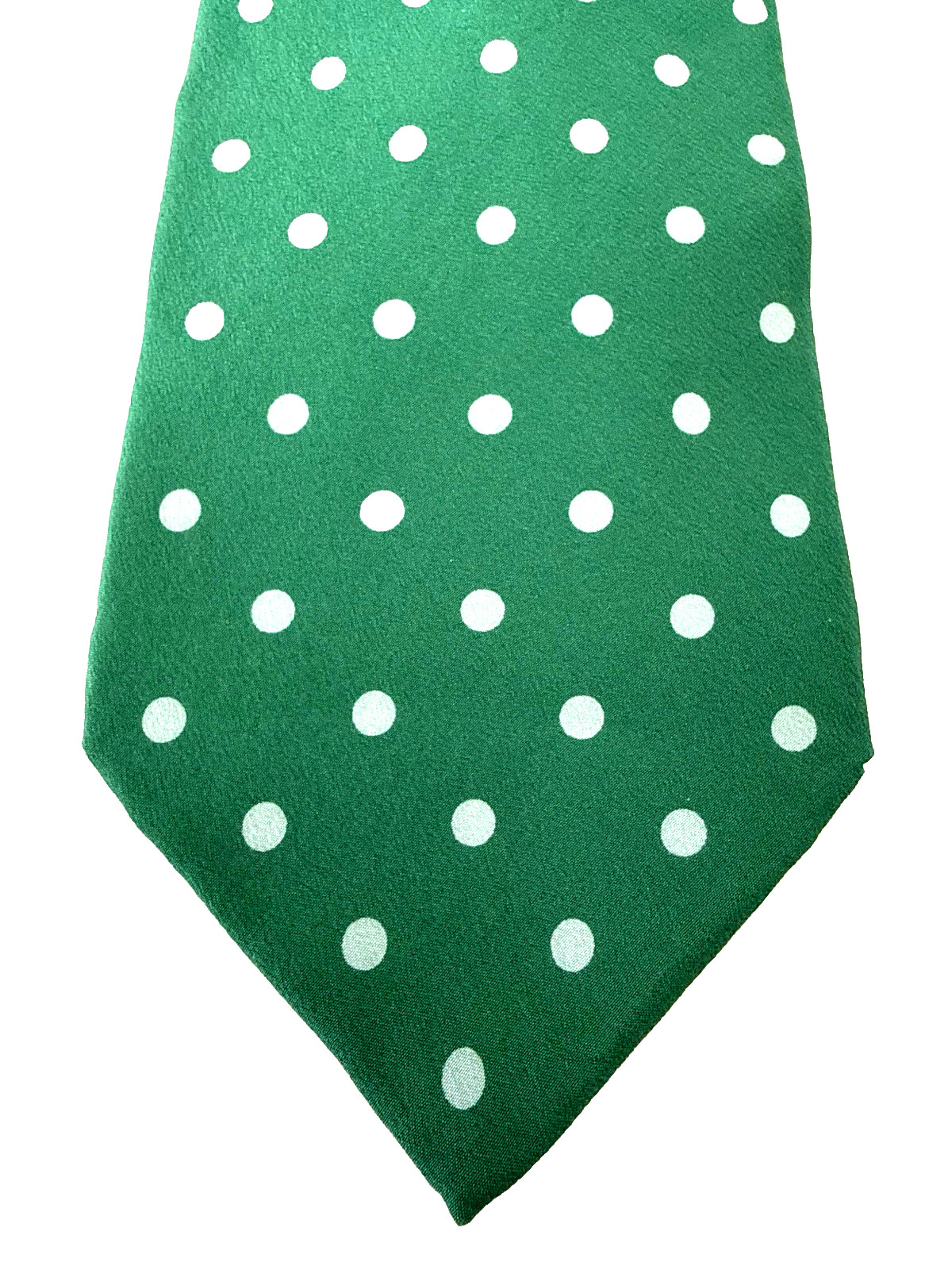 Trussardi Vintage Tie Green And White Polka Dot Tie 100% Silk Made In Italy