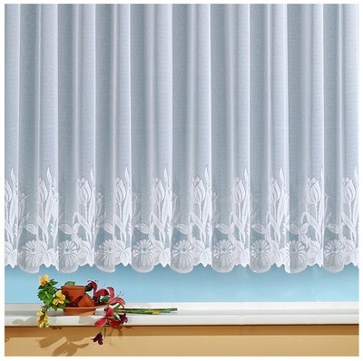 Heimtexland Store Gardine Jacquard weiß durchscheinend Blumen Vorhang Typ69