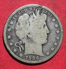 1906D US Barber SILVER Half Dollar "Denver" Mint! Good Details! Old Coin!