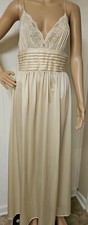 Vintage Lily Of France Long Beige Nightgown Nylon Union Made USA Size M