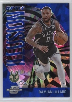 2023 Contenders Optic Illusion Blue Cracked Ice Prizm 56/75 Damian Lillard 11ng