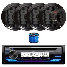 JVC Marine BT CD Stereo Receiver, 4X 6.5" 150W Speakers Black w/ Wire