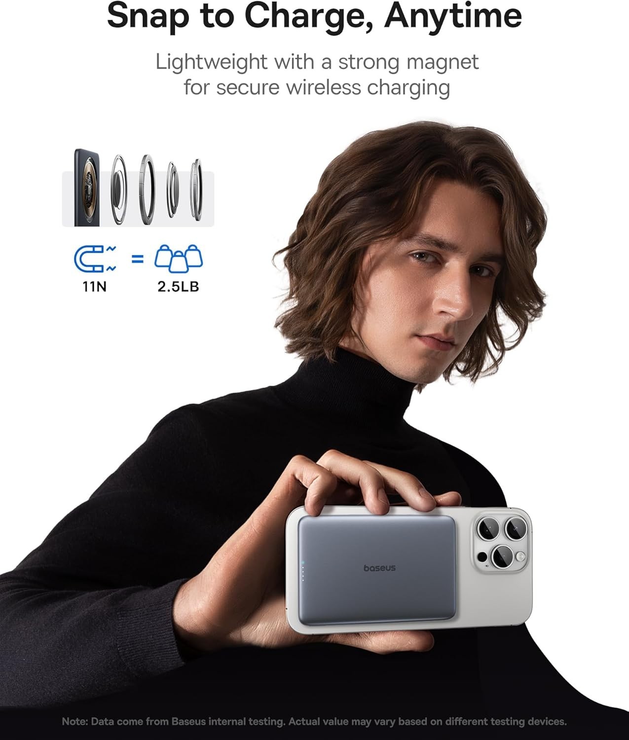 Baseus Picogo Power Bank, 0.3" Ultra Slim 5000mAh MagSafe Portable Charger wi