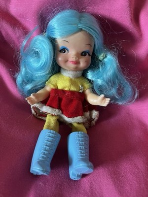 1969 Remco Finger Ding Sally Skater Doll Blue Hair Vintage Toy Blue Skate Boots