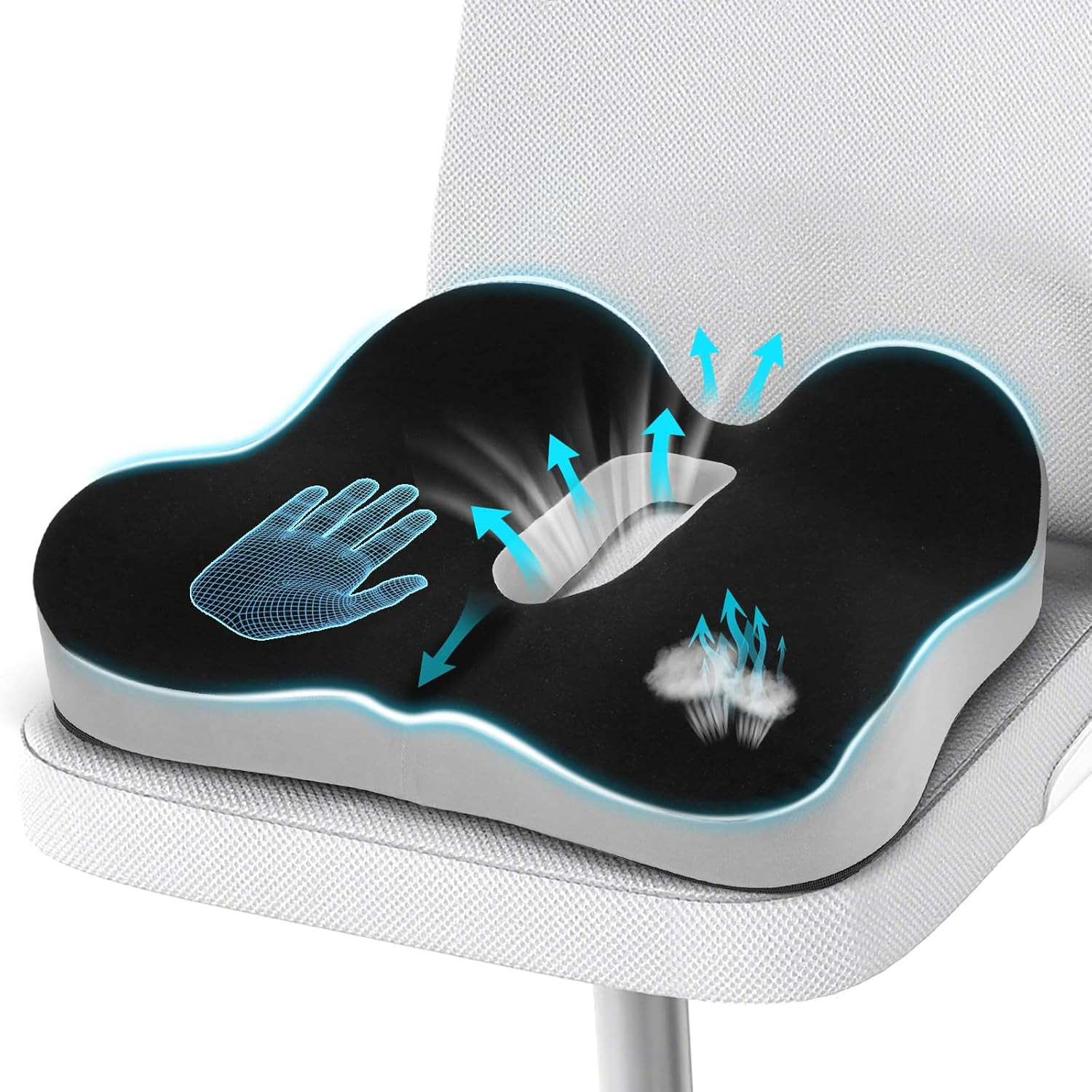 Memory Foam Seat Cushion, Ergonomic Coccyx Cushion for Tailbone Pain & Sciatica