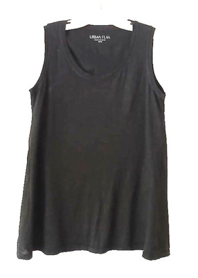 URBAN FLAX Size PETITE Black Linen/Cotton Oversized Tank Lagenlook, Layering NEW