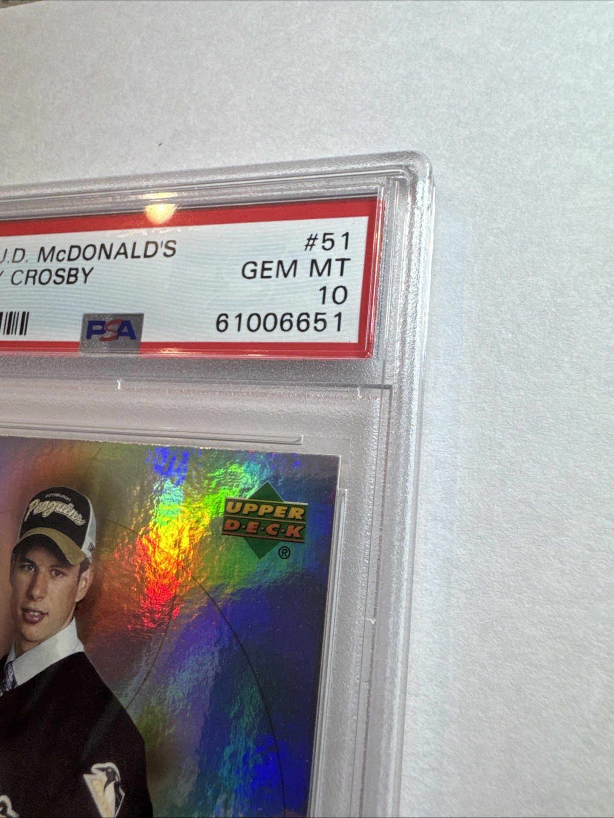 Sidney Crosby Rookie Card 2005-06 Upper Deck McDonald's #51 (RC) Penguins PSA 10 view 3