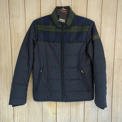 Brooks Brothers Color Block Puffer Jacket Thermore Insulation Navy Plaid Small - Image 1 of 4