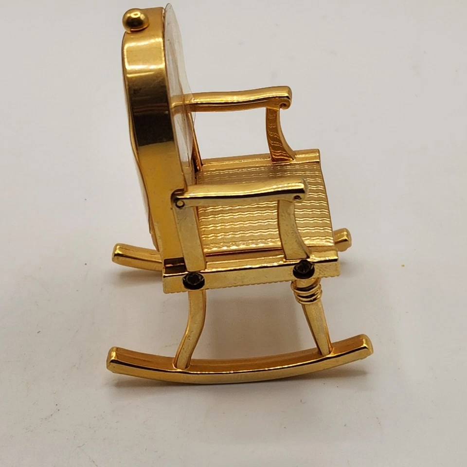 Timex Miniature Rocking Chair Quartz Desk Clock Gold Tone Japan Movement Novelty - Image 2 of 4