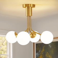 Modern Gold Sputnik Chandelier with Frosted Glass Globes for Any Room