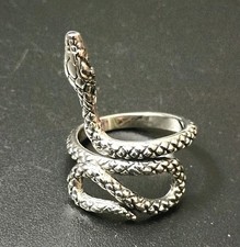 Vintage Sterling Silver 925 Mexico Ladies Snake Figure Wrap Ring Size 6.75 or 7