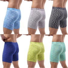 Men's Boxer Briefs Long Leg Underwear Low Rise No Ride Up Trunk Pouch Panties