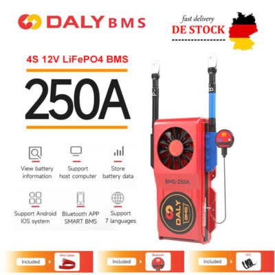 Daly 4S 12V 250A LiFePO4 Smart (Fan) BMS Common Port Balance+Bluetooth Module DE
