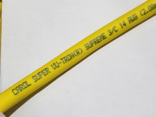 Carol 02608 14/3C Super Vu-Tron Supreme Yellow SJOOW 300V Power Cable Cord /10ft - Picture 2 of 7