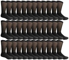 36 Units of Women's Cotton Diabetic Non-Binding Crew Socks Size 9-11 Black -