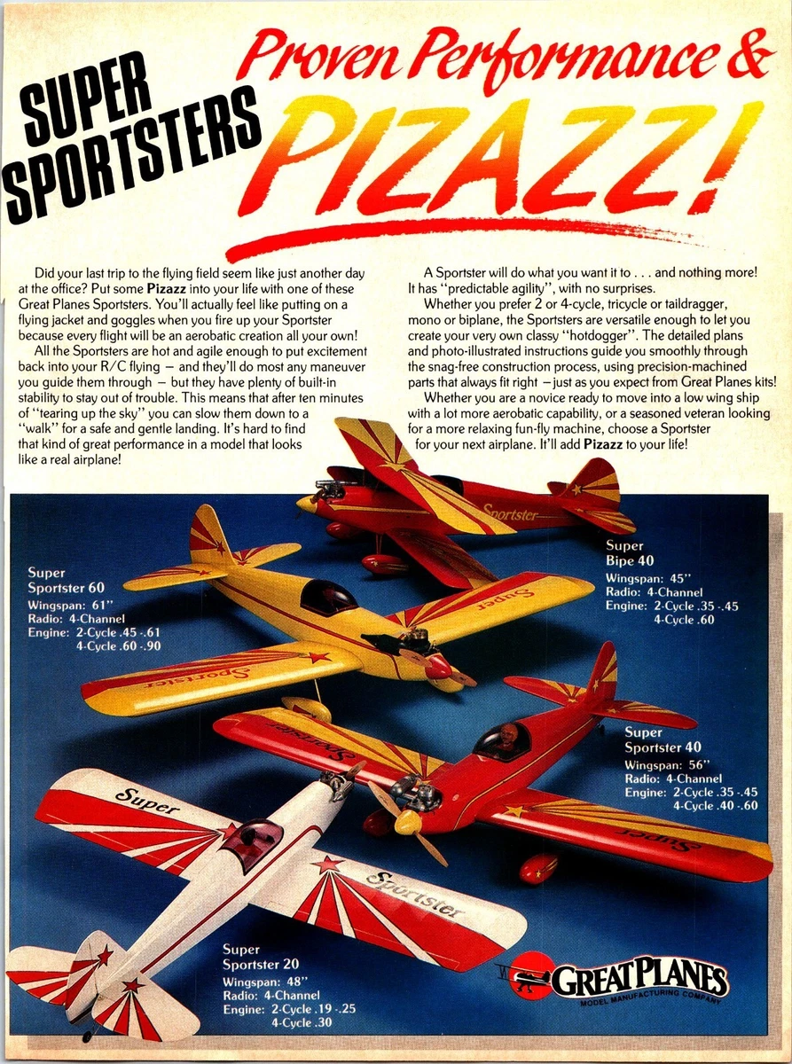 Super Sportster RC Airplane Vintage 1986 Print Ad Wall Decor Great