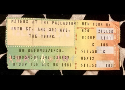 THE TUBES AT THE PALADIUM - AUG 4, 1981 - THE COMPLETION BACKWARD PRINCIPLE TOUR