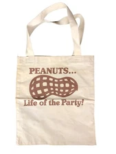 Vintage 1980s Tote Bag Peanuts Life of the Party Agriculture Legumes Nuts