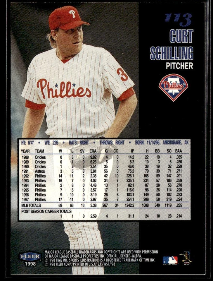 1998 Sports Illustrated World Series Fever #113 Curt Schilling Phillies - Image 2 of 2