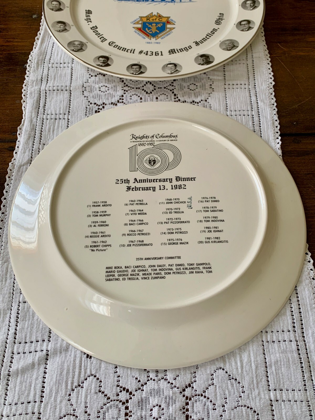 Vintage Pair KNIGHTS OF COLUMBUS 25th Anniv. Plates 1982 Mingo
