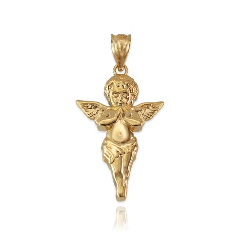 Yellow Gold Angel Pendant Necklace - Picture 7 of 7