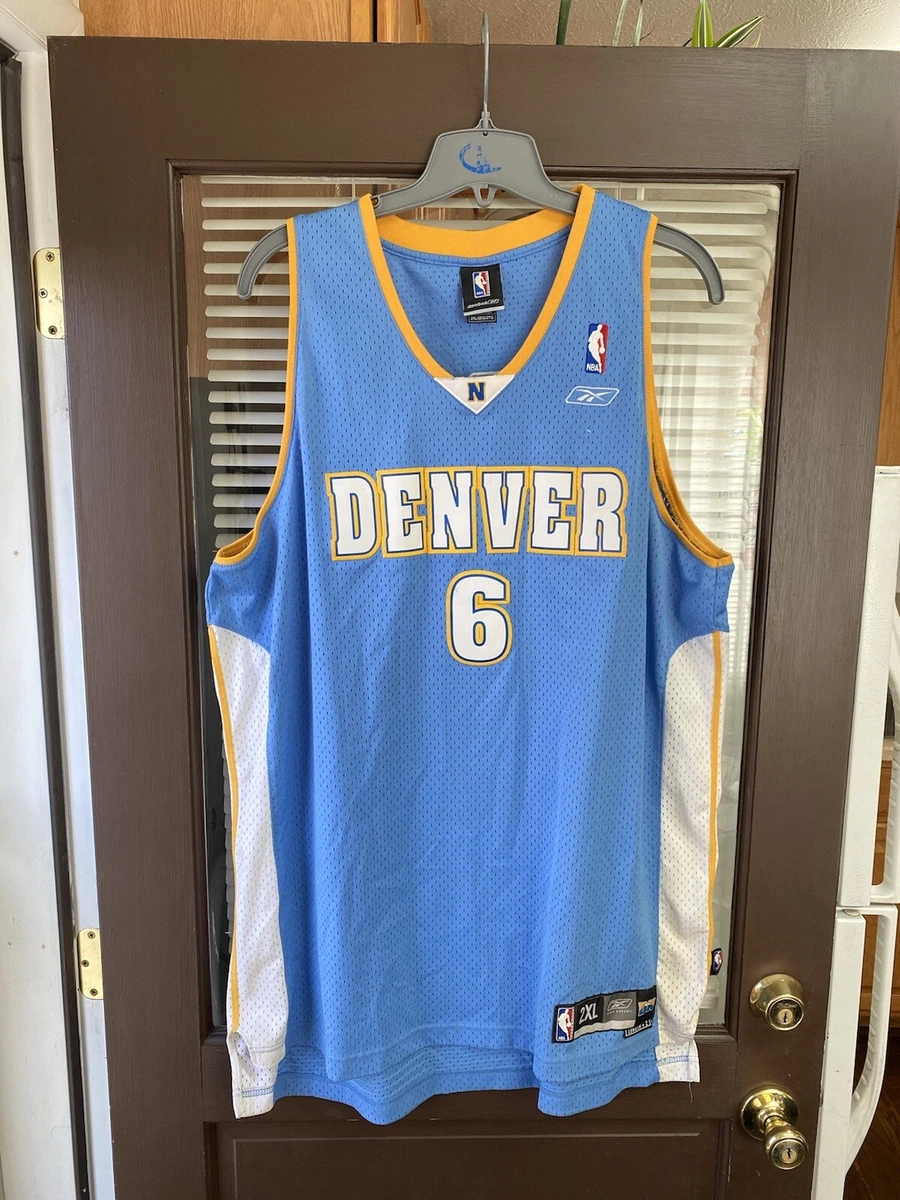 Vintage - Men - Reebok Carmelo Anthony Denver Nuggets Jersey - Light Blue /Gold/ White 2XL