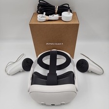 Meta Quest 3 128gb Vr Headset -adjustable Elite Headstrap & 16ft Link Cable Used