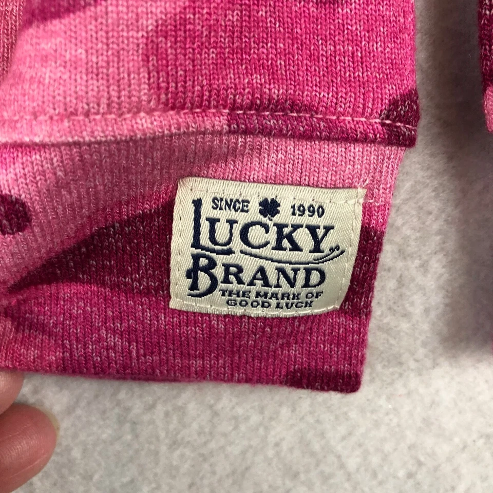Suéter Lucky Brand meninas grande rosa camuflagem pulôver gola redonda leve - Imagem 3 de 4