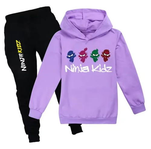 NINJA KIDZ Tracksuit Clothes Spring Autumn Kids Casual Thin Hooded T-Shirt+Pants - Picture 10 of 37