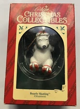 1993 Gibson Christmas Collectibles Bearly Skating Ornament 78997