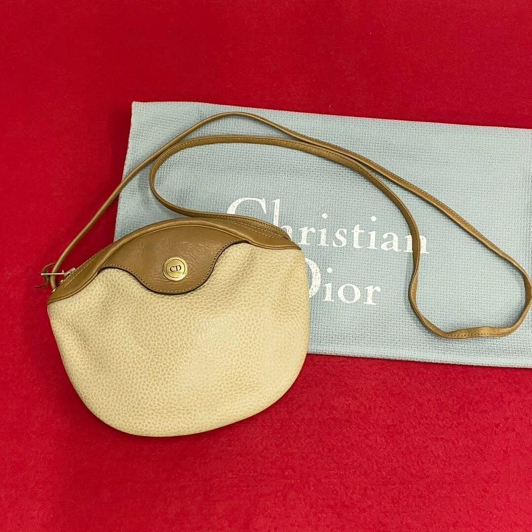 Sac bandoulière Christian Dior logo CD cuir beige occasion authentique