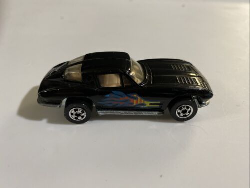 Vintage 1986 Hot Wheels 63 Corvette Split Window #3983 Black 1:64 Black Wall