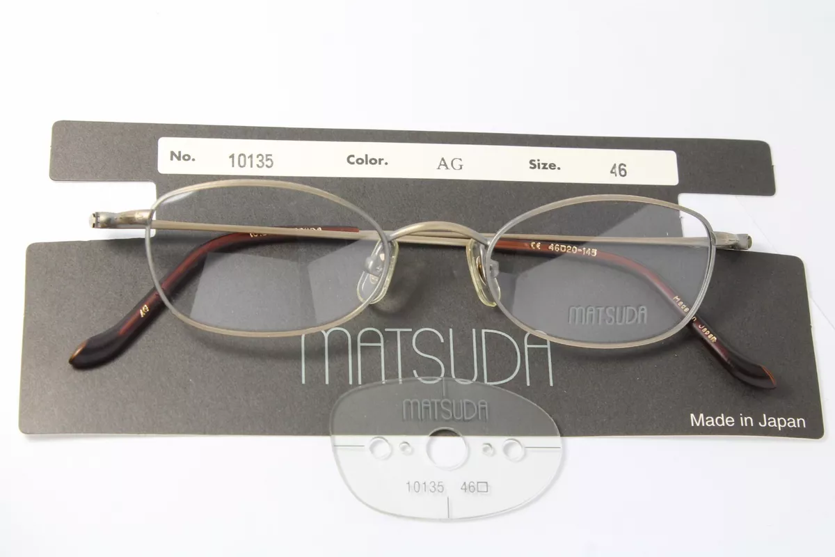 MATSUDA 10135 AG 46 20 Original Vintage Eyeglasses with Sun Clip Small Lens Rare