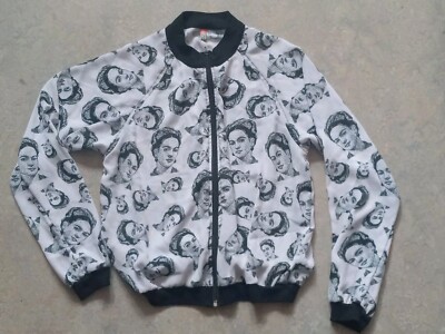 FRIDA KAHLO ALL OVER PRINT WOMENS LG FULL ZIP THIN JACKET MADE IN MEXICO PILLO