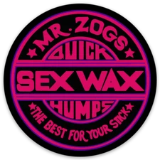 Mr Zog's Sex Wax Reddish Purple Black Border Die Cut Round STICKER!