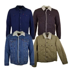 Levis Mens Original Trucker Jacket Denim Jeans Canvas Sherpa