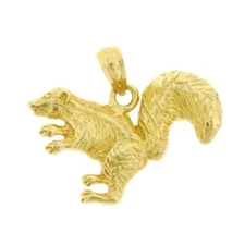 New 14k Yellow Gold Squirrel Pendant
