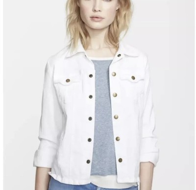 Mechanic White Denim Jacket Snap Button 