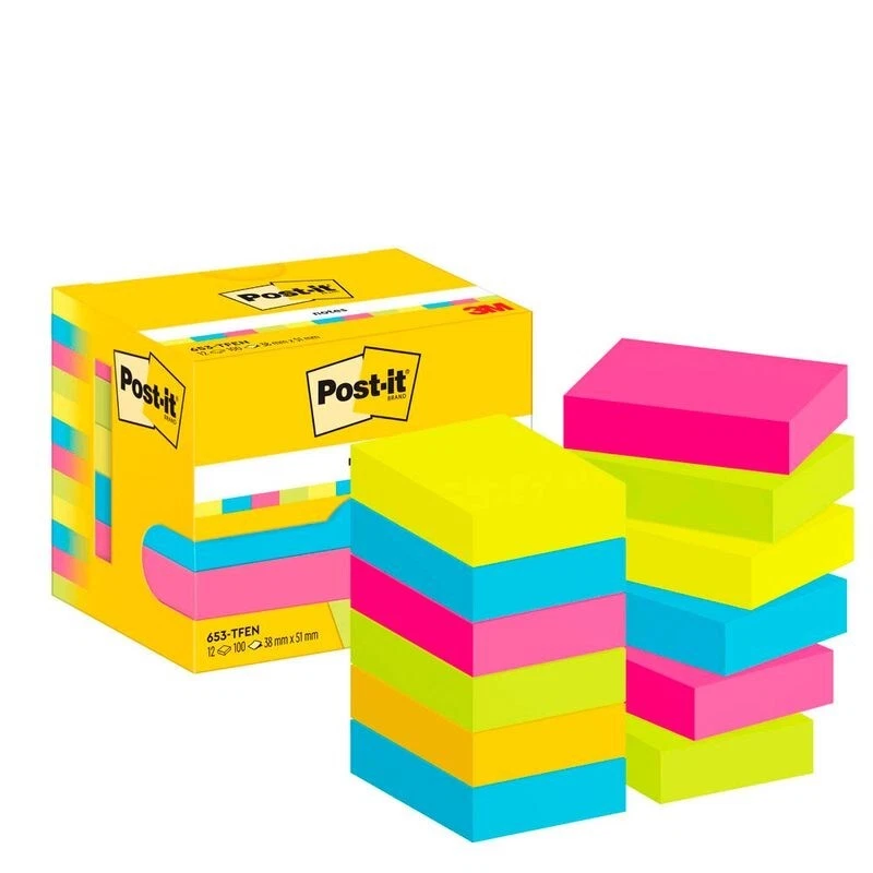 Post-it Notes 653-TFEN Energetic Collection 12 Blöcke 100 Blatt/Block 38x51mm