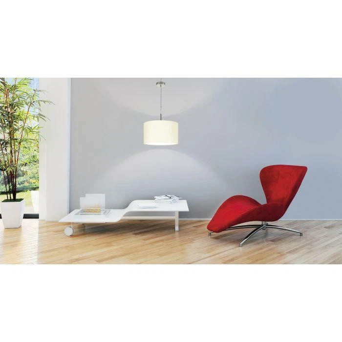 Lampada lampadario a sospensione con paralume tessuto bianco E27 Pasteri - Immagine 2 di 2