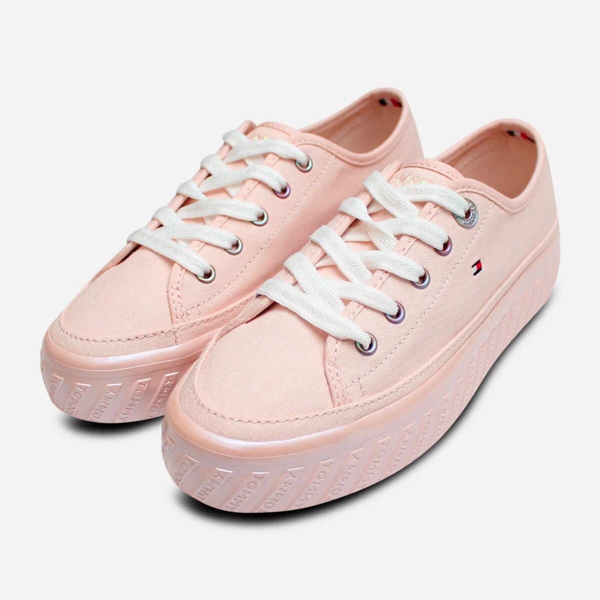 Begrænse Certifikat solnedgang Tommy Hilfiger Flatform Detail Sneakers in Pink Canvas | eBay