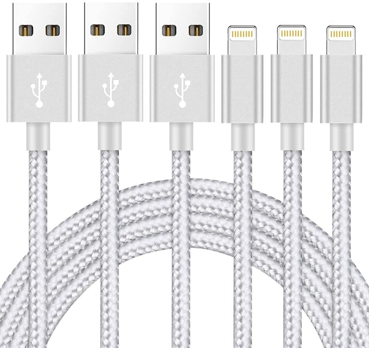 Ximytec iPhone Charger Cable Mfi-Certified 3Pack 10ft Nylon Braided High Spee...