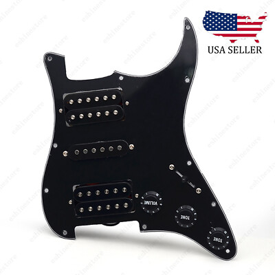 Loaded Strat Pickguard Prewired HSH Pickguard with Ceramic Pickups Black-Black
