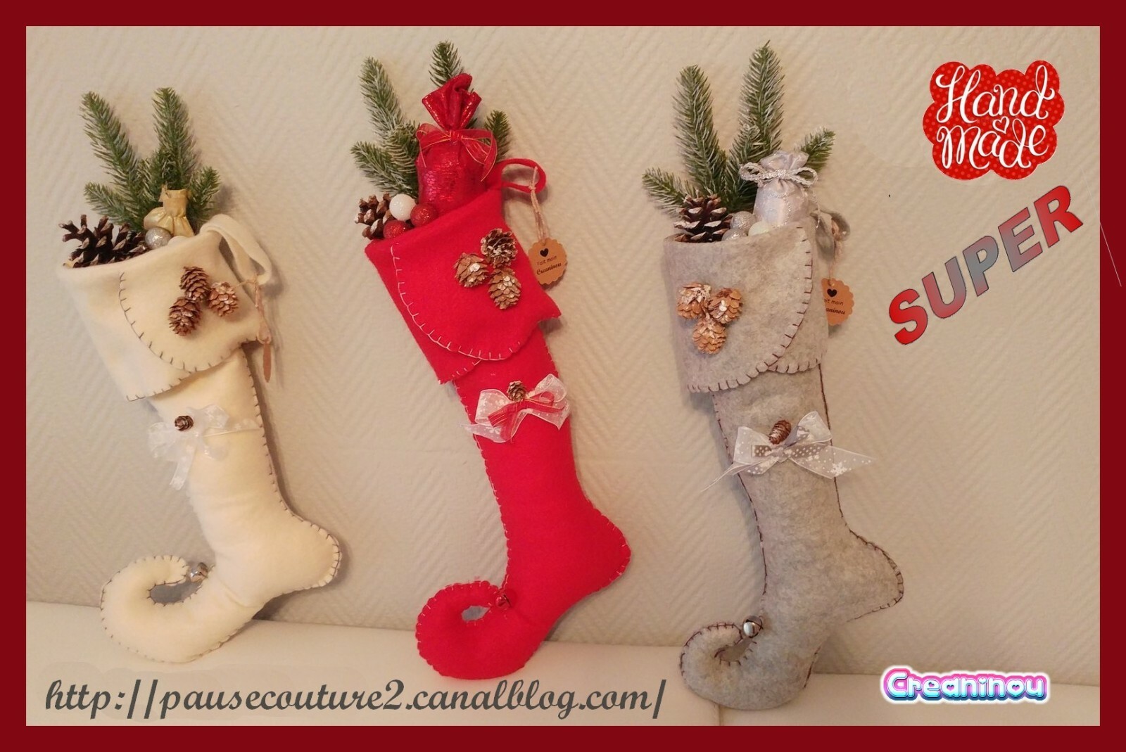 Chaussette de Noël décorative de 43cm à garnir de surprises