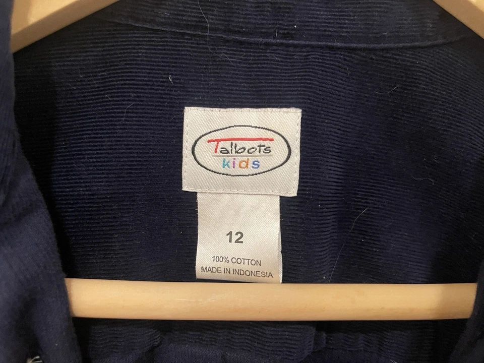Camisa Talbot Niños Niños Sólida Azul Marino Pana 100% Algodón Abotonada Azul Marino Talla 12 Foto 2 de 4