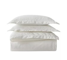 RALPH LAUREN Sascha Textured Cotton Medallion Duvet Cover 3-Pc Set King 460 Wht