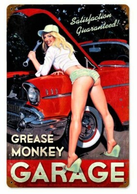 Grease Monkey Garage 57 Chevy Bel Air Tin Sign (Impala GM Bow Tie Nomad) TH3558