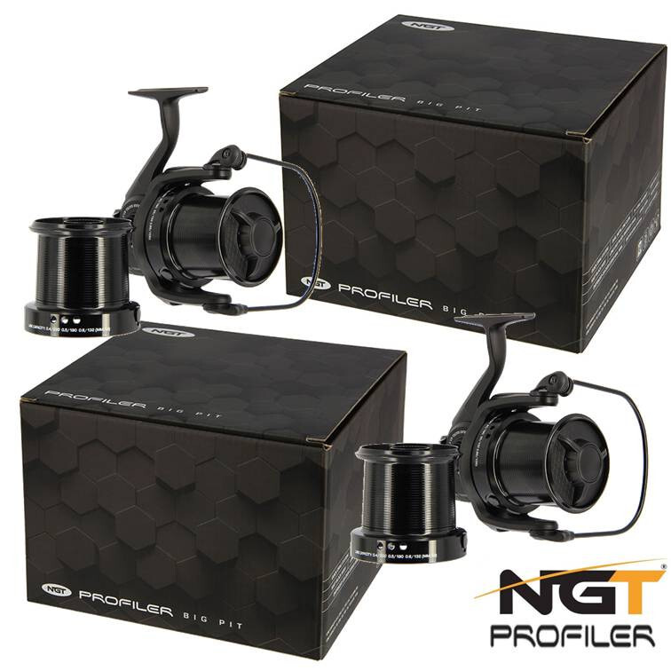 NGT Big Pit Reel x 2 Carp Fishing Front Drag 9+1BB PROFILER Reels + Spare Spools