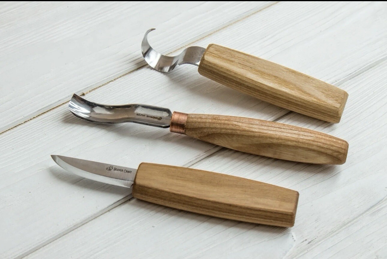 Spoon Carving Set BeaverCraft Hook Knife Gouge Whittling Tools S14 - Brand New!