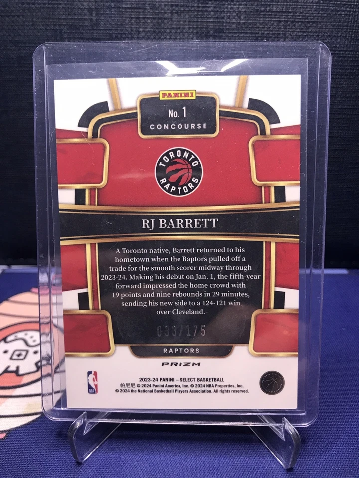 2023-24 Panini Select Prizm RJ Barrett Concourse Purple Flash #1 /175 - Image 2 of 2